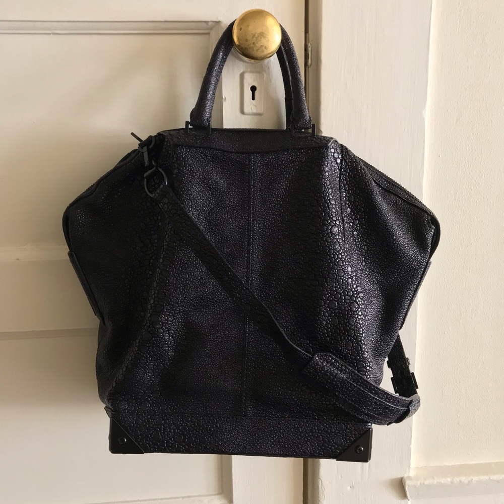 Alexander Wang Black Textured Leather Tote with Strap